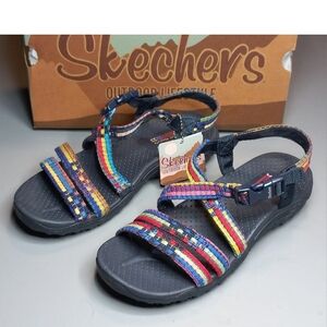 Skechers Women's Reggae Sew Me Navy/Multi Comfort Sandals Size 7 New 41113 NVMT